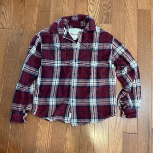 American Eagle Outfitters maroon, navy, and white flannel shirt